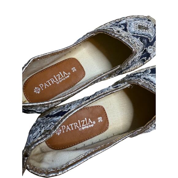 Patrizia by Spring Step Agleam Embroidered Espadrille Flats Blue Gold Boho 38 - Picture 4 of 7